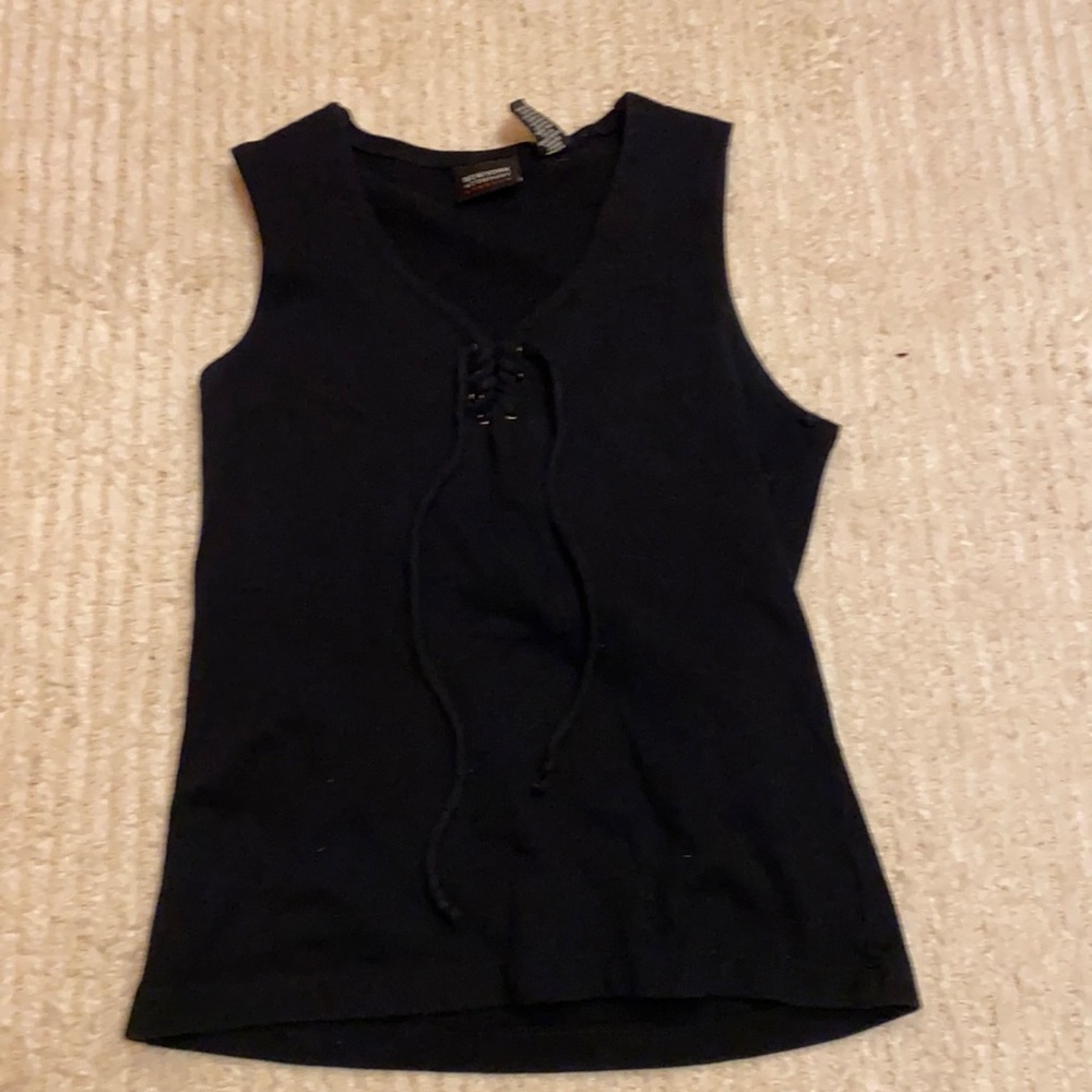 COPY - New York & Company lace up black tank top S